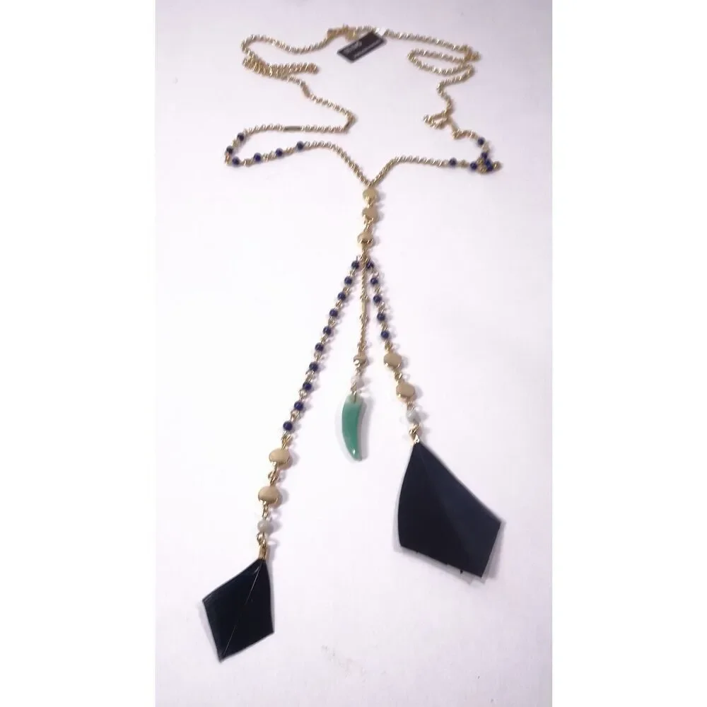 Banana Republic Women's Feather Bead Horn Feather Pendant Necklace NWT 69.5